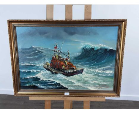 W.H. STOCKMAN, TORBAY LIFEBOAT oil on canvas, signed, in gilt frame60cm x 85cm overall Minor stain along on the picture runni