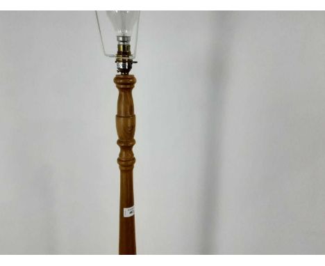 TURNED BEECH STANDARD LAMP, ALONG WITH THREE FURTHER STANDARD LAMPS including one stained beech exampleQty: 4We are unable to