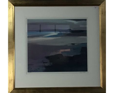 PAM CARTER LIMITED EDITION PRINT, BEACH SCENE  677/850, signedmounted, framed and under glassimage size 39.7cm high x 44.7cm 