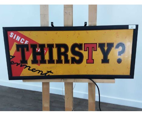 TENNENTS ADVERTISING ILLUMINATED SIGN, on chain suspension33cm x 78cm