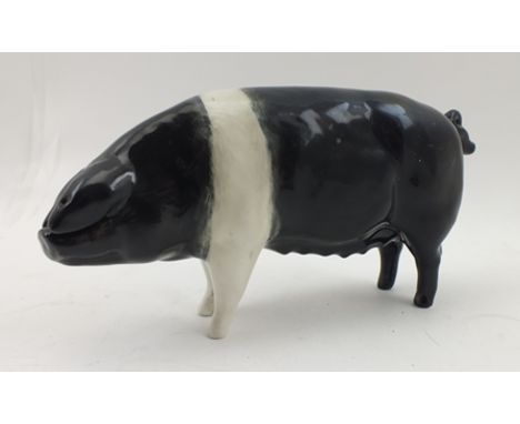 A BESWICK CERAMIC SADDLEBACK PIG "Champion Merrywood Silver Wings" 