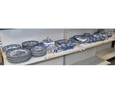 A large quantity of Spode 'Italian' tableware including eleven teacups, six coffee cans, numerous plates, saucers, teapot, me