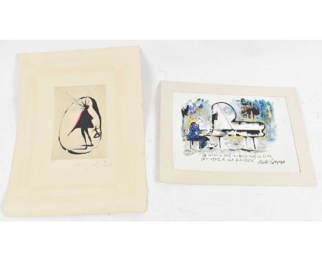 † SALVADOR DALI; a small lithograph, signed and inscribed E A (artist's proof), 17.25 x 11.75cm, and after Haiku Santoka, a c