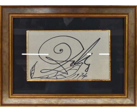 † SALVADOR DALI; an unusual artwork formed of the artist's signature and dated 1974, inscribed verso 'G-Dali Calligraphie Exé