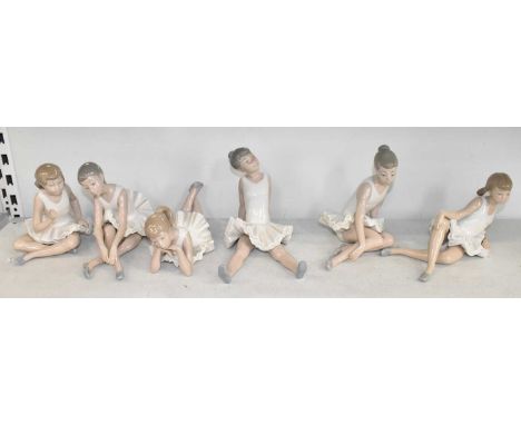 LLADRO; a group of six figures of ballerinas.