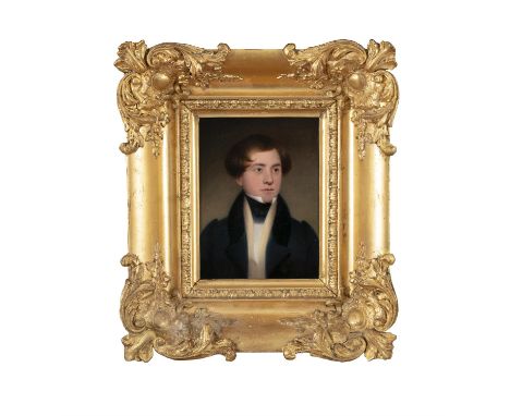 ENGLISH SCHOOL (19TH CENTURY)Bust Portrait of Benjamin BanksOil on board, 17.5 x 12.5cmIn its original fine gilt frame, with 