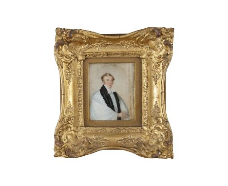 EARLY 19TH CENTURY IRISH SCHOOLHalf-length portrait of Rev. Banks in clerical attireOil on ivory (9.5 x 7.5cm)In original orn