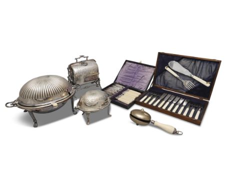 A VICTORIAN SILVER PLATED NOVELTY ITEM, LATE 19TH CENTURY,with let down sides on a rustic bough supports, a silver plated rev