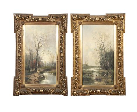 R. DUCATThe Seasons, Autumn and WinterOils on canvas, each 67 x 35cmSignedCondition Report:  Overall in good conditionSome ag