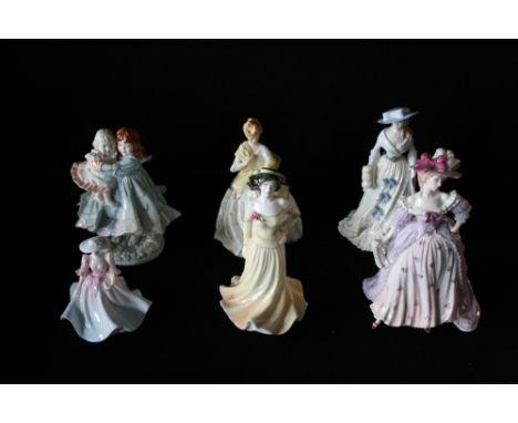 FIGURINES - COALPORT - WORCESTER - 6 figures to include a Coalport Mrs Fitzherbert number 605, a Coalport Ladies of Fashion C