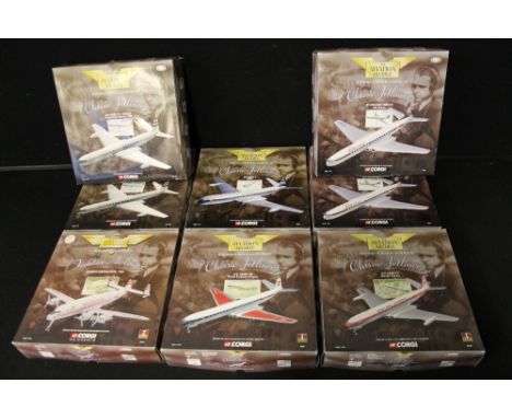 CORGI AEROPLANES/AIRPLANES - CLASSIC JETLINERS - a selection of 8 packaged The Aviation Archive Classic Jetliners 1:144 scale