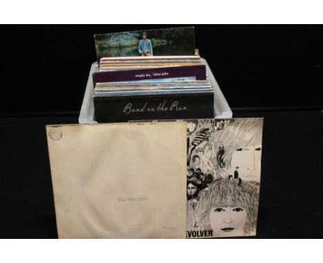 VINYL RECORDS - box of 79 Rock and Pop LPs to include 9 x Beatles & related (including White Album 466792), 2 x Bob Dylan, 5 