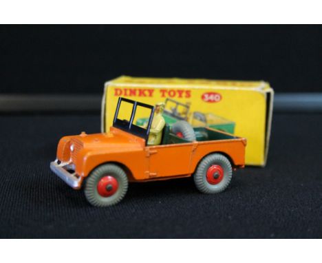 DINKY TOYS - a 340 Dinky Land-Rover die cast toy car in original box. Coloured orange. Both the model and original box are in