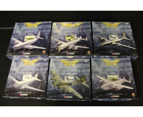 CORGI AEROPLANES/AIRPLANES- MILITARY - a selection of 6 packaged The Aviation Archive Military Corgi 1:144 scale models to in