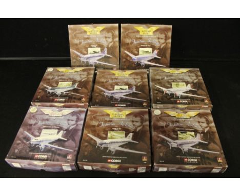 CORGI AEROPLANES/AIRPLANES - FRONTIER AIRLINERS - a collection of 8 packaged The Aviation Archive Frontier Airliners 1:144 sc