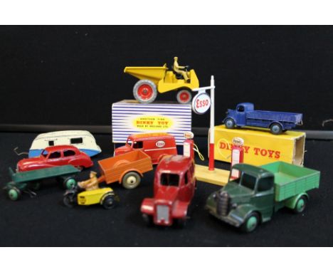 DINKY TOYS - a collection of loose Dinky die cast toy vehicles to include a 450 Esso Trojan van, 781 Esso petrol pump, red 16