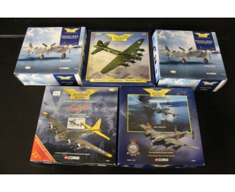 CORGI AEROPLANES/AIRPLANES - THE AVIATION ARCHIVE - a selection of 5 packaged The Aviation Archive Corgi die cast models to i