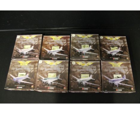 CORGI AEROPLANES/AIRPLANES - FRONTIER AIRLINERS - a collection of 8 packaged The Aviation Archive Frontier Airliners 1:144 sc