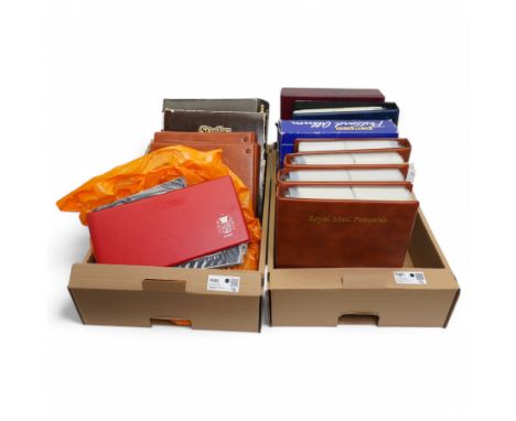 Large collection of Royal Mail phq cards and first day covers in various albums, in two boxes