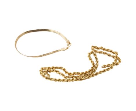 9ct gold rope twist necklace and a 9ct gold braceletCondition Report:Approx 8.2gm, chain broken