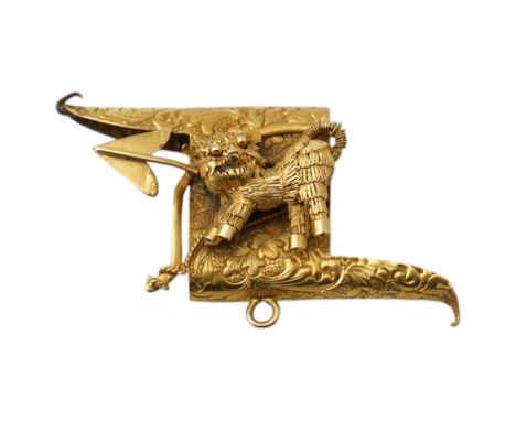 19ct gold mount, depicting tiger and bow and arrowCondition Report:Approx 6.25gm, tested 19ct