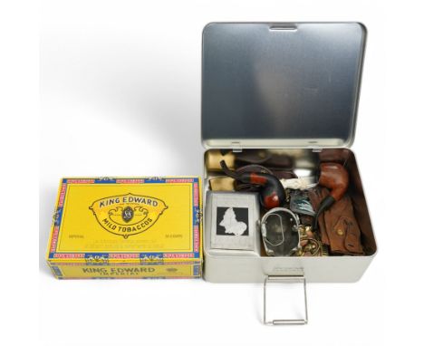 Collection of smoking items including amber and Meerschaum cheroot holder, other cheroot holders, BBB and other briar pipes, 