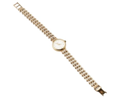 Rotary 9ct gold quartz wristwatch, on integral 9ct gold braceletCondition Report:Approx 13.45gm including movement, bracelet 