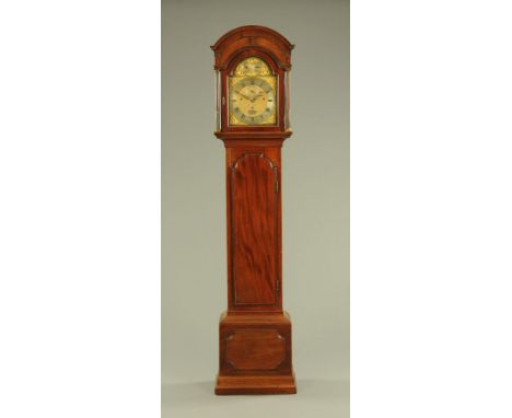 An early 19th century mahogany longcase clock, with three train movement chiming on eight bells and by John Le Roux London, t