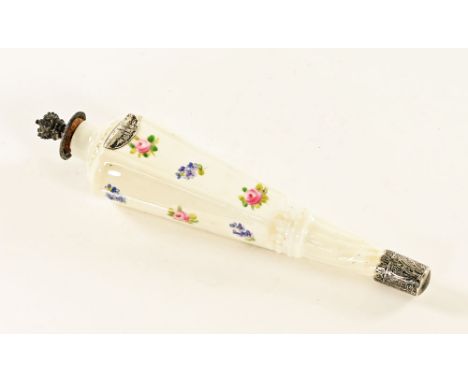 A ceramic scent bottle, the crown stopper marked J Riviere &amp; Co.  Length 2.05 cm.