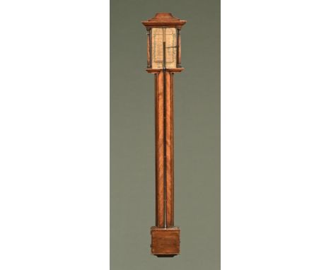 A Georgian mahogany stick barometer, with paper dial marked P Gally London.  Height 97 cm.