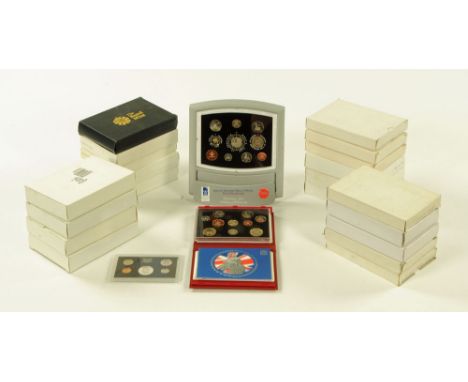 Royal Mint "Proof Coin Collection" sets United Kingdom 1989-2010 inclusive (2000 being the deluxe proof set) each with accomp