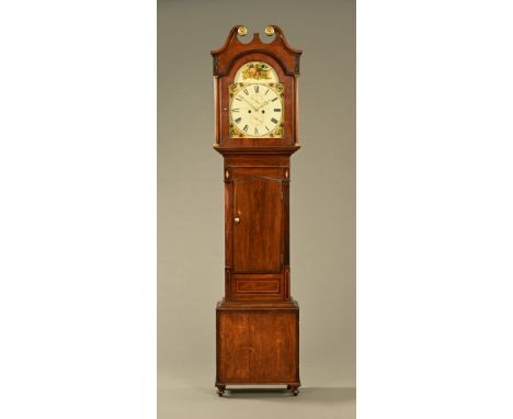 An early 19th century oak and mahogany longcase clock by John Blaylock of Carlisle, with two train striking movement.  Intere