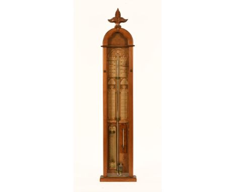 A late 19th century oak cased Admiral Fitzroy's barometer.  Height 120 cm.