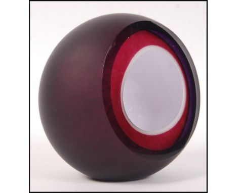 R.Glass - A retro vintage studio art glass paperweight ornament in the form of a Geode having a translucent frosted finish an