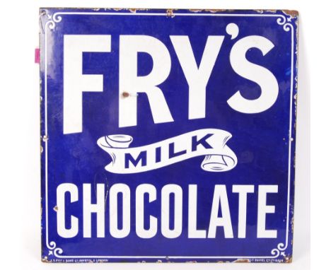 Fry's Milk Chocolate - An early 20th Century porcelain enamel point of sale advertising sign having the royal blue ground and