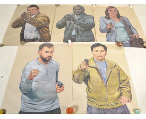 PJL Targets - Malik - Massoz printed - A set of 5x contemporary vintage style Belgium / Flemish police firing range shooting 