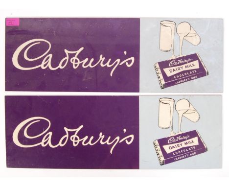 Cadbury's - A pair of vintage early 20th century Cadbury 's advertising point of sale shop display signs featuring the Cadbur