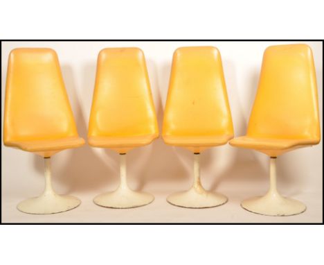 B&ouml;rge Johanson - Viggen - A set of 4x Swedish 1970's retro vintage Johanson Design chairs having pastel yellow vinyl sea