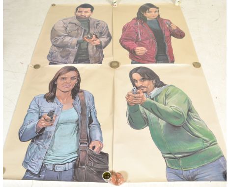 PJL Targets - Malik - Massoz printed - A set of 4x contemporary vintage style Belgium / Flemish police firing range shooting 