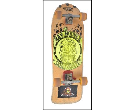 A vintage retro 20th century 1980's Tub-Tech Three Concave skateboard / skate board on a skeleton 60mm skates with Grind-king