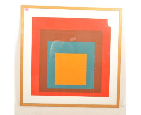 After Josef Albers - Study For Homage To The Square 1984 - A large framed and glazed print having graduating coloured squares