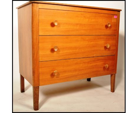 Gordon Russell Of Broadway - An original 20th Century retro vintage walnut chest of drawers having a straight run of three de