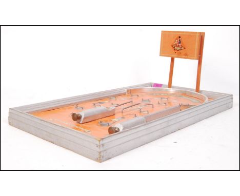 Samud Le Basket - A French retro vintage 20th century table pinball game made with aluminium and wood with fantastic pictoria