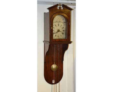 A rare George III mahogany eight day hooded wall clock with alarm by Andrew Rich, Bridgwater circa 1795, the four-pillar sing