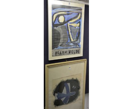 Bram van Velde (1895-1981)'Abstract'Coloured lithograph, 59 x 43cm, together with an Oeuvre Graphique lithograph, 41 x 47cm (
