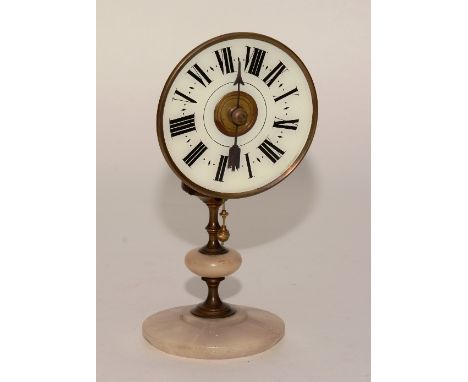 A French alabaster and gilt metal mantel clock, the enamel dial with Roman numerals, wind up movement, with anchor motif stam