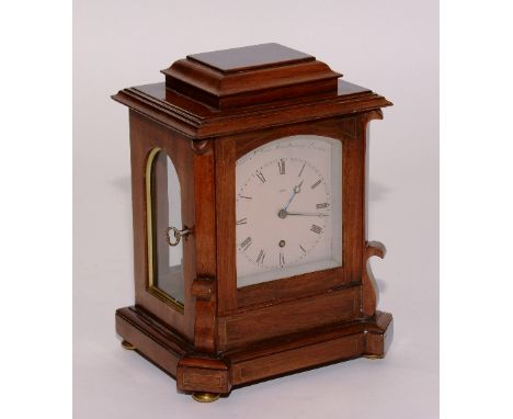 A Victorian rosewood cased single fusee mantel clock by James McCabe of London, the silvered dial engraved James McCabe, Roya