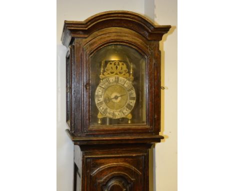 An early 18th century brass hook and spike lantern clock by William Dee of Windsor dated 1729, with verge escapement, the bel