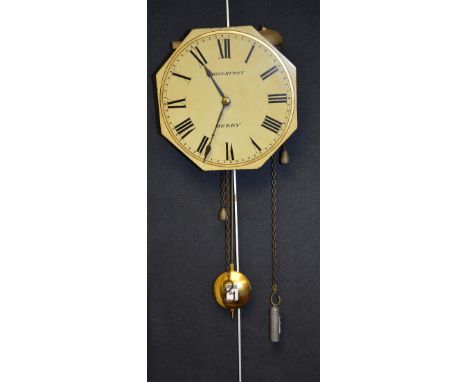 A William IV hook and spike octagonal wall clock by Whitehurst, Derby, the 10" dial with Roman numerals, signed Whitehurst, D