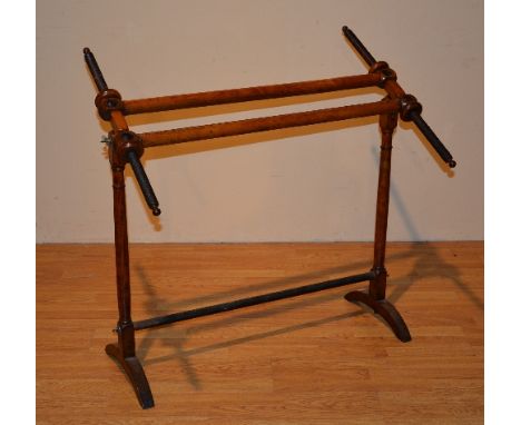 A Victorian mahogany tapestry stretcher, with tightening screws, 87cm high x 88cmwide